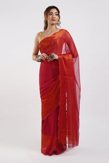 AYSR Boutique Sanah Pink Chiffon Ready to Drape Saree