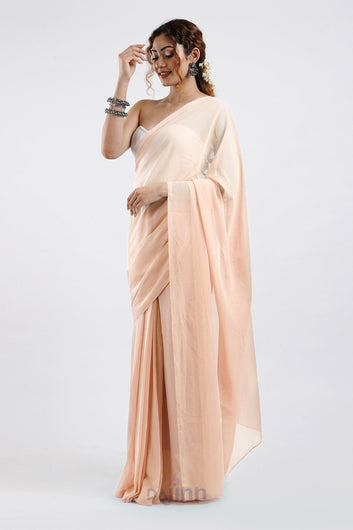 AYSR Boutique Farah Peach Georgette Ready to Drape Saree