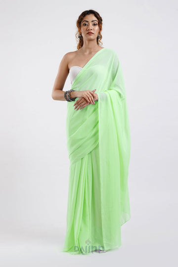 AYSR Boutique Farah Pista Green Georgette Ready to Drape Saree