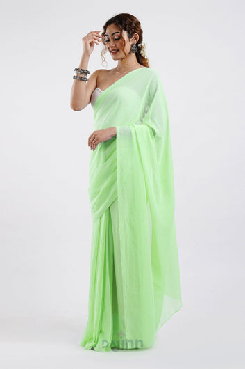 AYSR Boutique Farah Pista Green Georgette Ready to Drape Saree