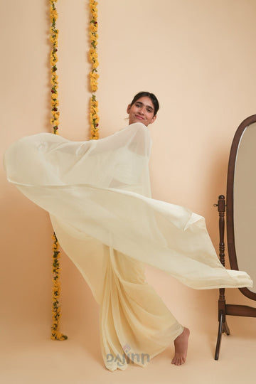 AYSR Boutique Farah Cream Georgette Ready to Drape Saree