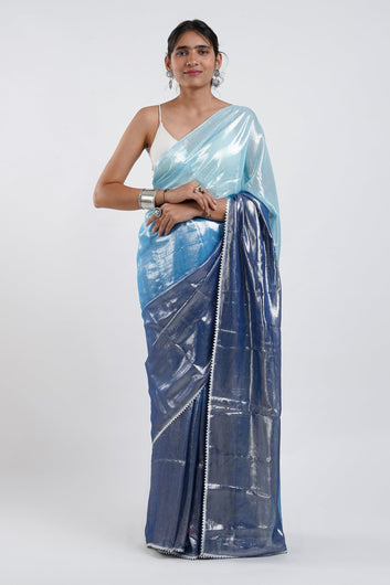 AYSR Boutique Kaalki Blue Shimmer Chiffon Saree