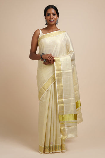 AYSR Boutique Ariata Golden Kerala Tissue Kasavu saree