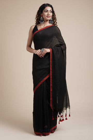 AYSR Boutique Kaira Black Mulmul Saree