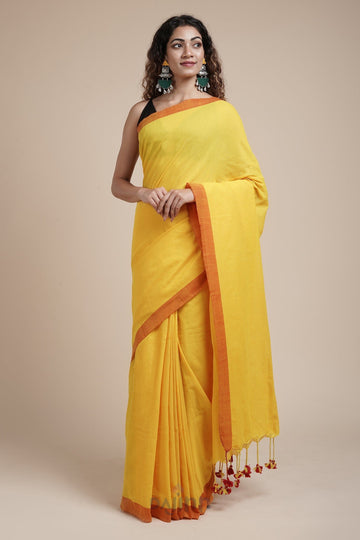 AYSR Boutique Kaira Yellow Mulmul Saree