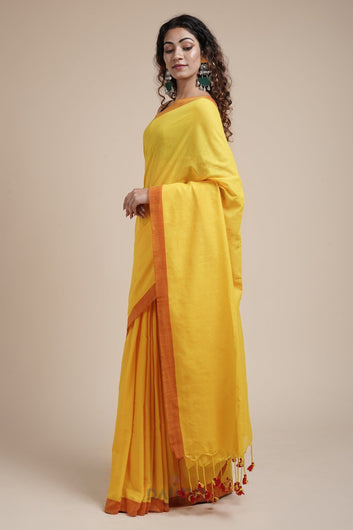AYSR Boutique Kaira Yellow Mulmul Saree