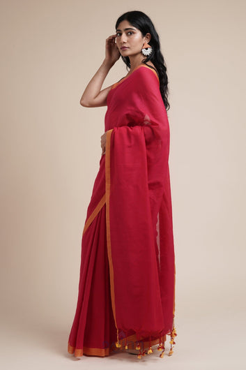 AYSR Boutique Kaira Hot Pink Mulmul Saree