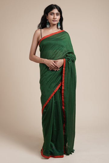 AYSR Boutique Kaira Emerald Green Mulmul Saree