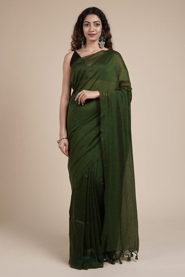 AYSR Boutique Kaira Sap Green Mulmul Saree