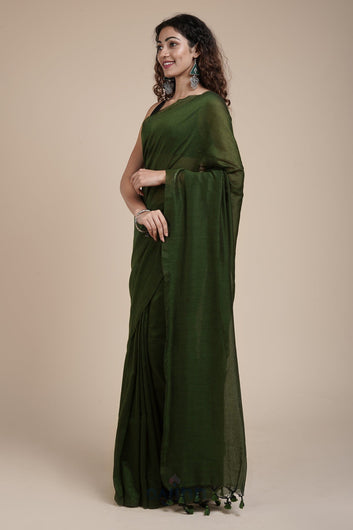 AYSR Boutique Kaira Sap Green Mulmul Saree