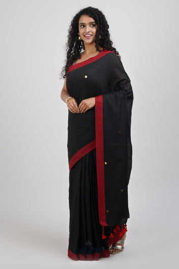 AYSR Boutique Savali Black Mulmul Saree