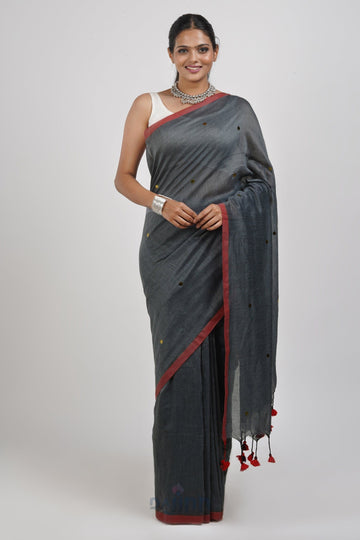 AYSR Boutique Savali Grey Mulmul Saree