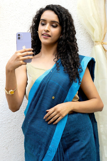 AYSR Boutique Savali Blue Mulmul Saree