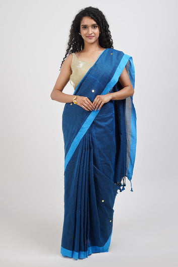 AYSR Boutique Savali Blue Mulmul Saree