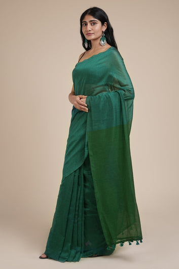 AYSR Boutique Varuni Peacock Blue & Green Mulmul Saree
