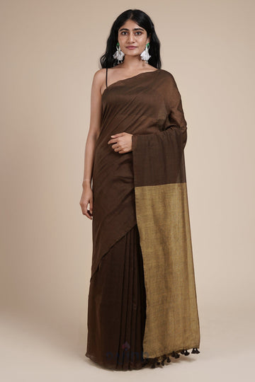 AYSR Boutique Varuni Brown & Beige Mulmul Saree