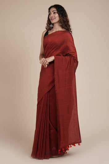 AYSR Boutique Takshi Maroon Mulmul Saree
