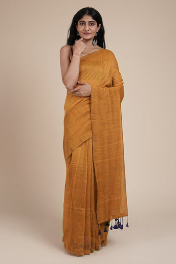 AYSR Boutique Takshi Mustard Yellow Mulmul Saree