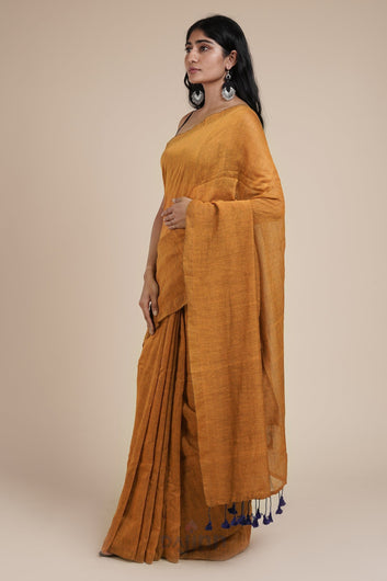 AYSR Boutique Takshi Mustard Yellow Mulmul Saree