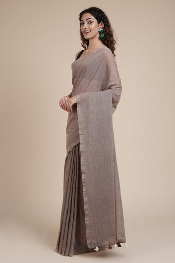AYSR Boutique Takshi Brown Mulmul Saree