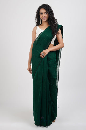 AYSR Boutique Zeenat Green Cotton Silk Saree