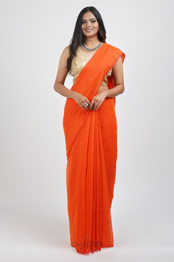 AYSR Boutique Zeenat Orange Cotton Silk Saree