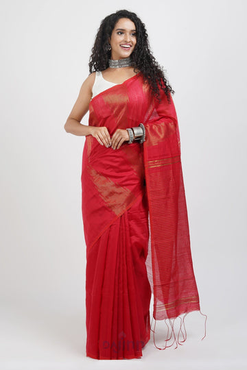 AYSR Boutique Tanika Red Cotton Silk Saree