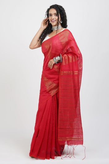 AYSR Boutique Tanika Red Cotton Silk Saree