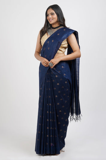 AYSR Boutique Lasya Blue  Cotton Silk Saree