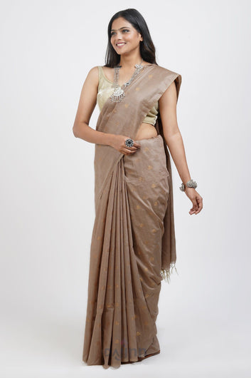 AYSR Boutique Lasya Beige Cotton Silk Saree