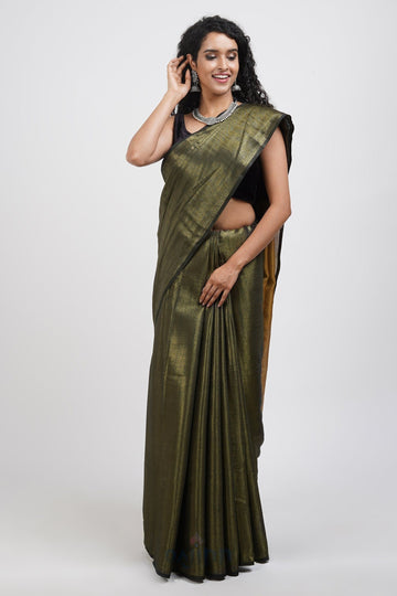 AYSR Boutique Shaurya Black Golden Tissue Silk Saree