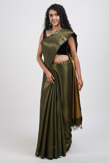 AYSR Boutique Shaurya Black Golden Tissue Silk Saree