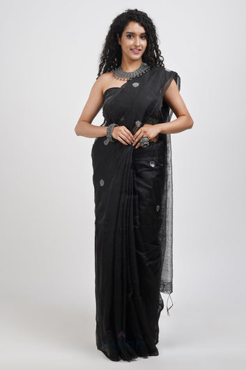 AYSR Boutique Tasha Black Muslin Silk Saree