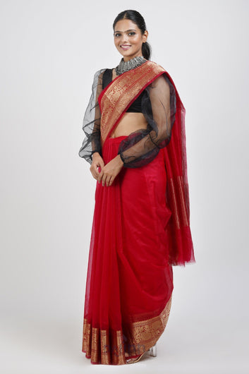 AYSR Boutique Zunaira Red Organza Saree