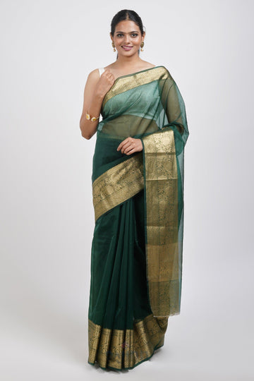 AYSR Boutique Zunaira Green Organza Saree