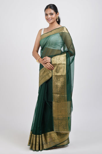AYSR Boutique Zunaira Green Organza Saree