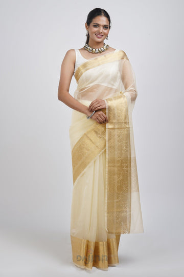 AYSR Boutique Zunaira Off White Organza Saree
