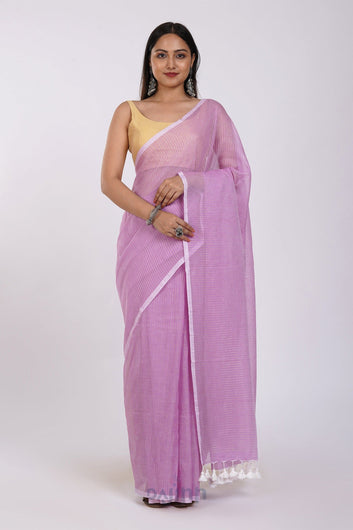 AYSR Boutique Leya Onion Pink Cotton Zari Saree