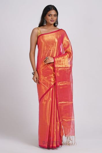 AYSR Boutique Hiraadiya Red Organic Tissue Silk Saree