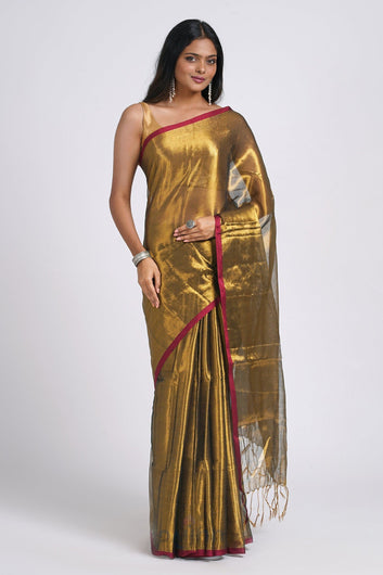 AYSR Boutique Hiraadiya Copper Organic Tissue Silk Saree