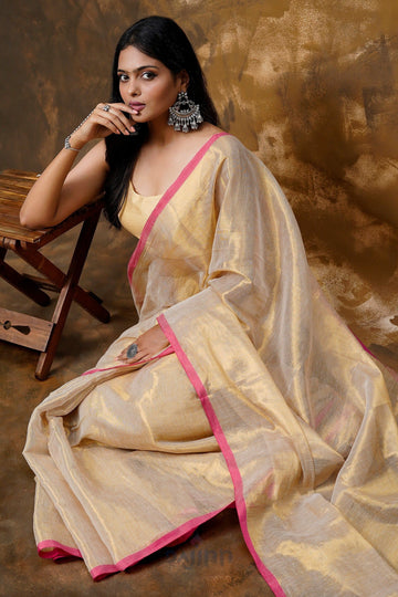 AYSR Boutique Idayini Off White Organic Tissue Silk Saree