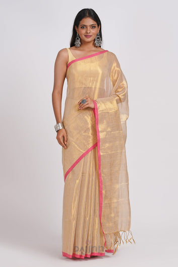 AYSR Boutique Idayini Off White Organic Tissue Silk Saree