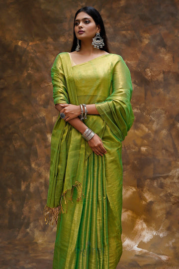 AYSR Boutique Trishika Green Tissue Saree