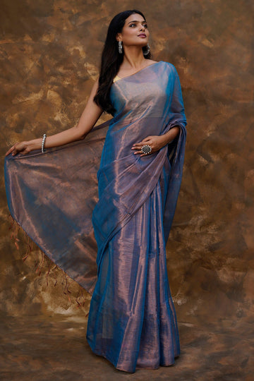 AYSR Boutique Trishika Dark Blue Tissue Saree