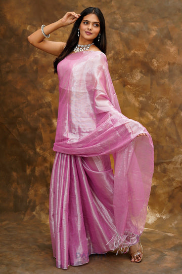 AYSR Boutique Trishika Pink Tissue Saree