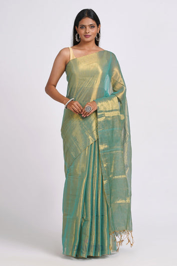 AYSR Boutique Trishika Peacock Green Tissue Saree