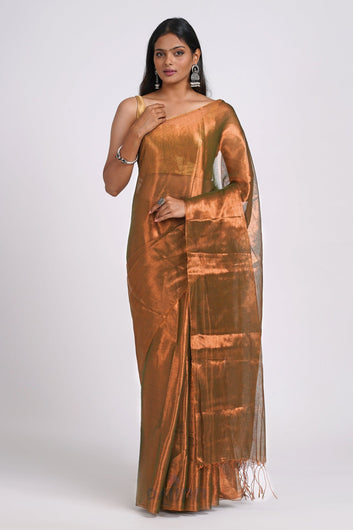 AYSR Boutique Trishika Rust Green Tissue Saree