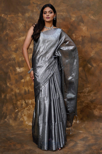 AYSR Boutique Trishika Silver Tissue Saree