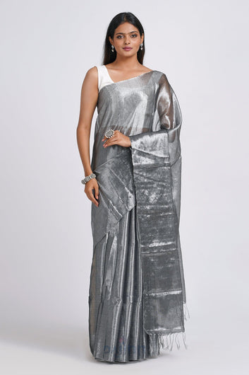 AYSR Boutique Trishika Silver Tissue Saree