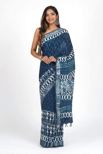 AYSR Boutique Maritime Linen Saree